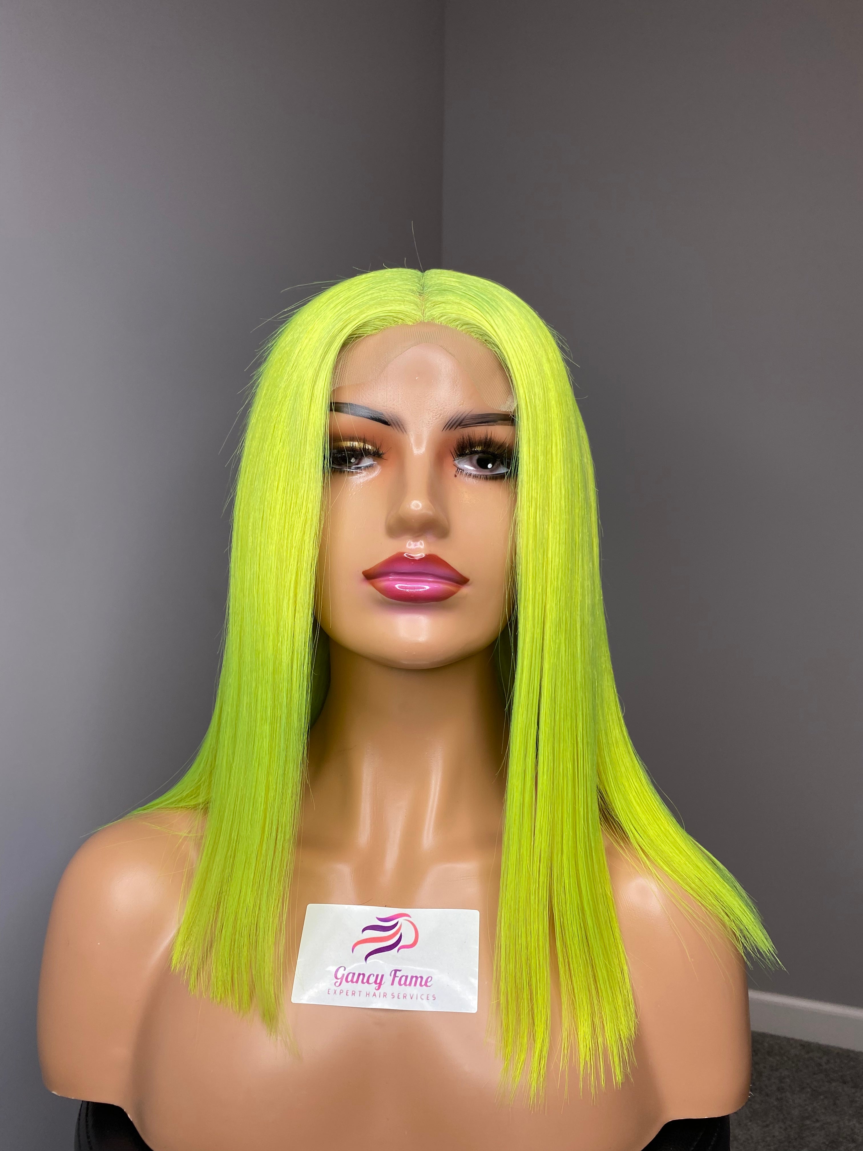 Neon Yellow Closure Wig 14 – Gancy Fame