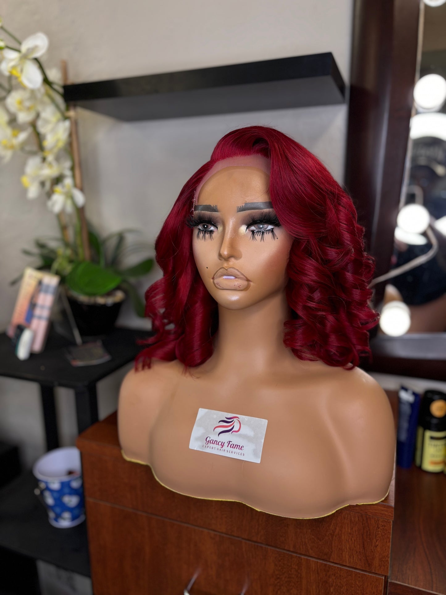 Red Glueless Wig